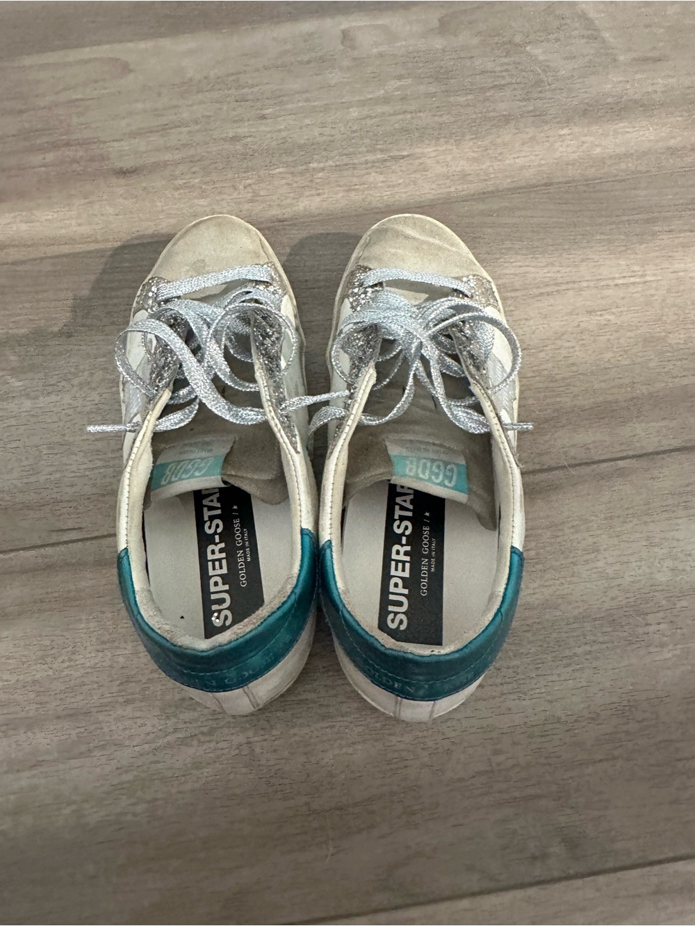 Golden goose superstar limited edition Glitter Star Sneakers in Silver and Teal - Picture 4 of 7